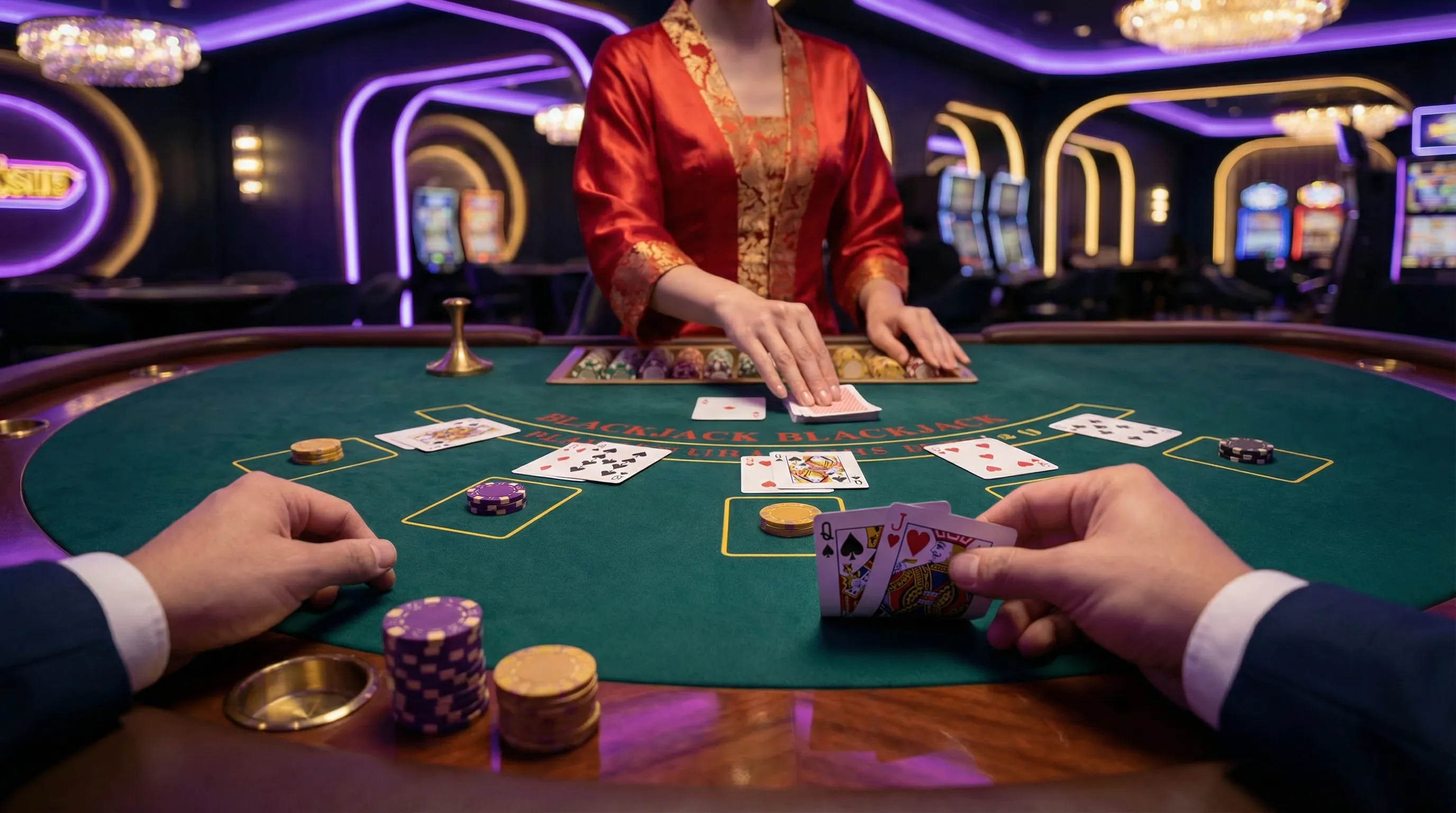 Mesa de blackjack superbet entrar com cartas e fichas de cassino